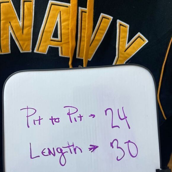 J. America Sportswear Mens Navy Yellow Hoodie Pullover Sweatshirt Size Large - Picture 6 of 6